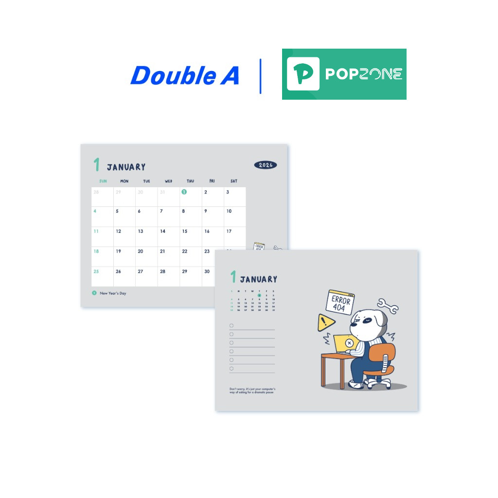 Double A ปฏิทินตั้งโต๊ะ รุ่น Not My Day ปี 2026 (ฟรี! สติกเกอร์) - Image 3