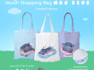 Double A หมูเด้ง MOO DENG กระเป๋าผ้า Shopping ช้อปปิ้งสดใส พร้อมช่วยเพื่อนสัตว์!